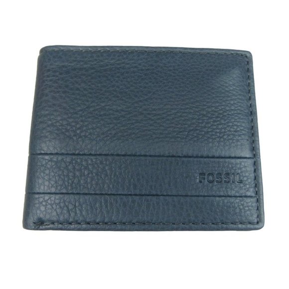 Fossil Other - Fossil Lufkin Traveler Leather Deep Indigo Men's Wallet NEW